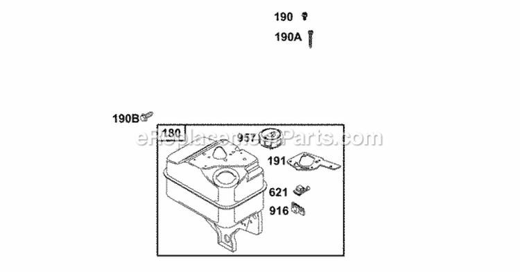 Fuel Tank Group Diagram and Parts List for 133202-0124-02  Briggs and Stratton Engine